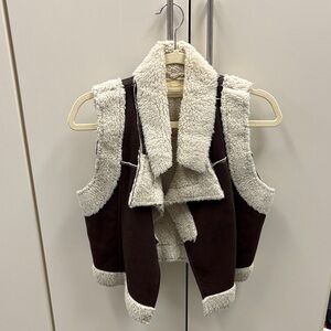 Women’s Brown and Cream Sherpa Vest